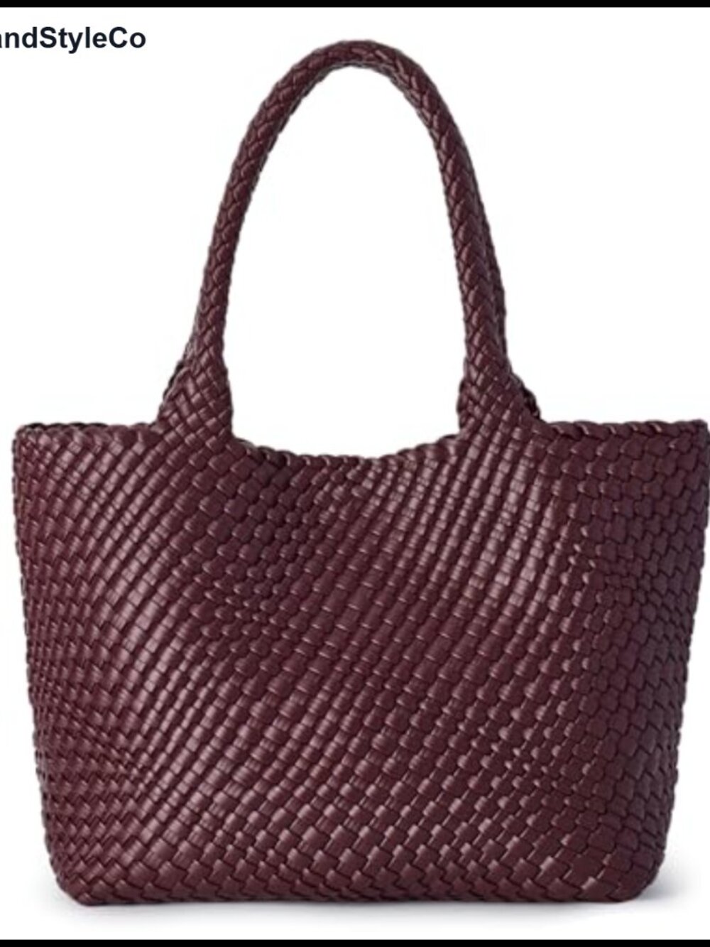 Woven Vegan Leather Tote Bag Large Shoulder Handbag with Pouch